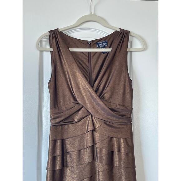 American Living Bronze Metallic Layered Stretch Sheath Dress Size 2 - Picture 6 of 8